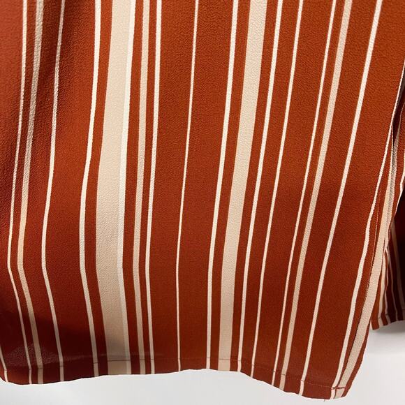 Miami Medium Rust Orange Cream Striped Jumpsuit Tie Waist VNeck Wrap Francescas - Picture 5 of 12